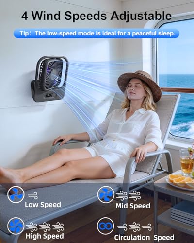 scenein Small Wall Mount Usb Fan with Magnetic Base for Cruise Ship Cabin - image 5
