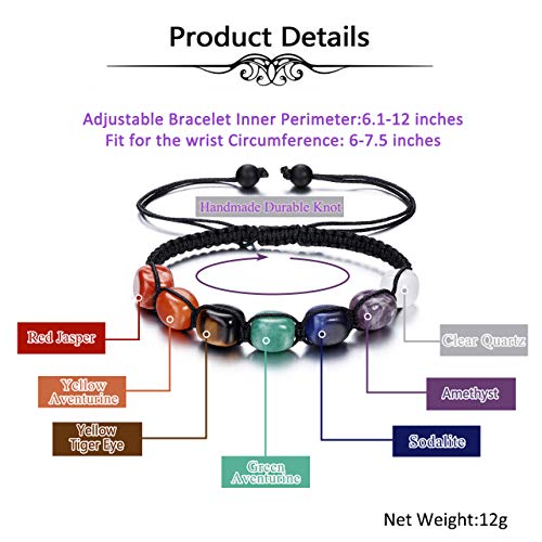 Image of Top Plaza Bead Chakra Bracelet 7 Chakras Healing Crystals Bracelet Yoga Stone Beads Bracelets Meditation Relax Anxiety Bangle for Womens Mens