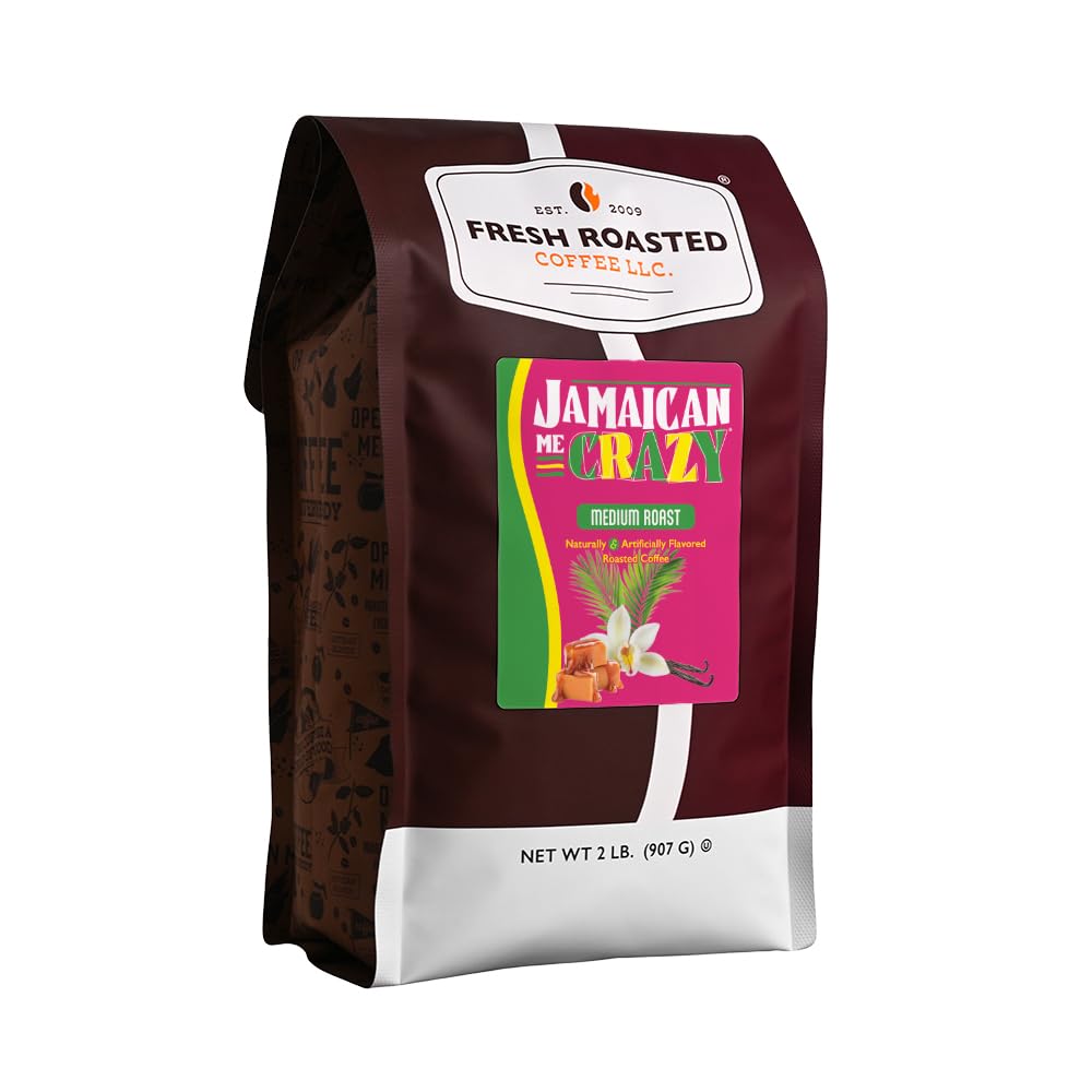 Jamaican Me Crazy Flavored Coffee, 2 lb (32 oz), Medium Roast, Kosher, Ground