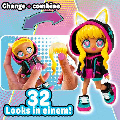 BANDAI - Animakii Einhorn und Fledermaus - Set Personalisierbare Puppen - 1 Puppe, 4 Gesichter, 2 Frisuren, 2 Outfits… – Ansicht 4