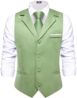 Men's Suit Vest Business Casual Waistcoat with 3 Pockets for Wedding or Tuxedo Vest V-Neck