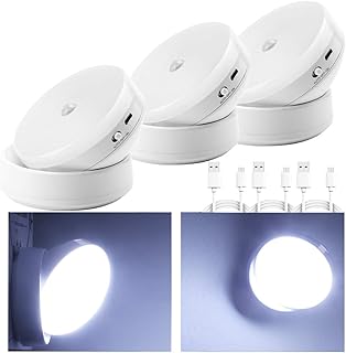 USB Rechargeable Night Light, Sensor Led Lights,Smart Motion Sensor Light with Magnetic Base,Portable and Mobile Light for Cabinet Bedroom Kitchen Hallway Stairs,Cold White 3 Pack