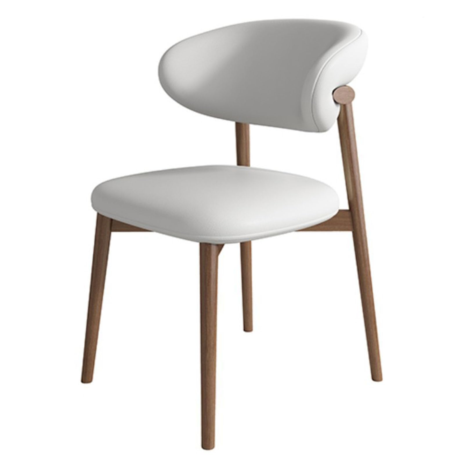 MidCentury Chaise de salle à manger en cuir PU imperméable sans accoudoirs avec pieds en bois pour cuisine, salon et chambre à coucher