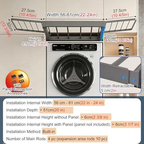 Étendoir à vêtements rétractable multi-tringles extensible pour petit espace - 8
