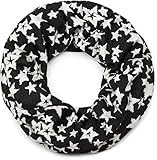 styleBREAKER Loop Schal mit All Over Vintage Sterne, Feinstrick Schlauchschal, Tuch, Unisex 01016144, Farbe:Schwarz-Weiß