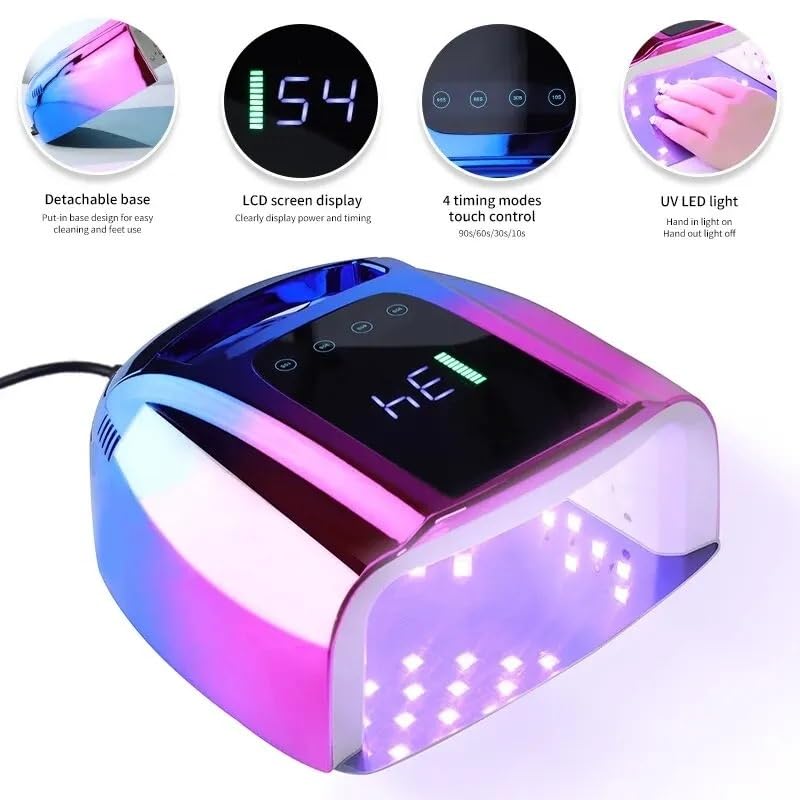 Lampa UV do paznokci, Akumulatorowa lampa UV do paznokci, 42 diody LED, profesjonalna lampa do utwardzania lakierów do paznokci, do suszenia wszystkich paznokci, manicure żelowy(Violet blue)
