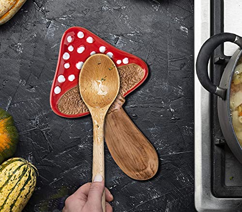 Spoon Rest Spoon Holder For Stove Top Cute Mushroom Spoon Rest For Kitchen Counter Ceramic Spatula Holder Utensil Rest #TOP5