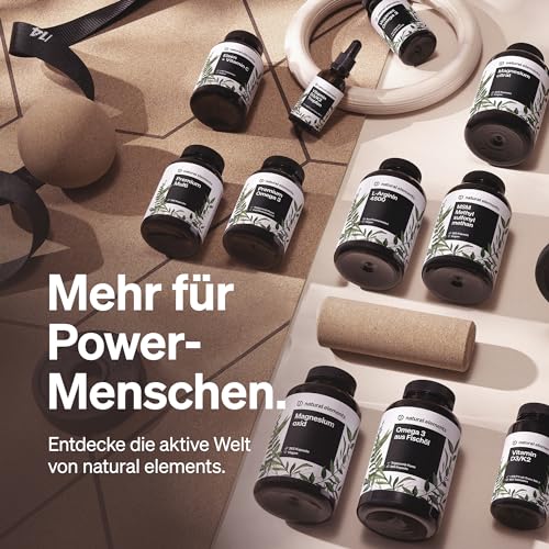 natural elements Koffein Kapseln – 200mg natürliches Koffein/Kapsel – 180 Kapseln – natürliche Alternative zu Tabletten – vegan, hochdosiert – in Deutschland produziert & laborgeprüft