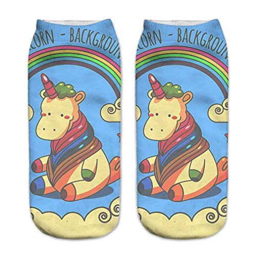 Arpoador Mujeres niñas Cute Unicorn patrón Calcetines Deportes calcetín
