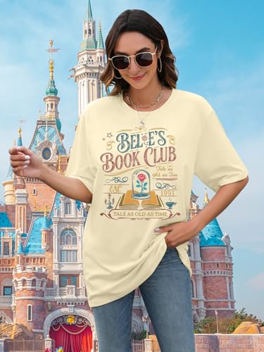 Magical Shirt Women Belle’s Book Club T-Shirt Oversized Book Lover Tee Magic Kingdom Belle Princess Shirts4