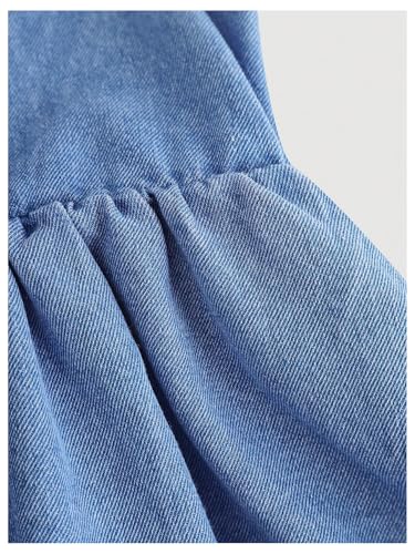 MakeMeChic Girl's Bow Knot Denim Bubble Dress Sleeveless Crew Neck Y2K Summer Tank Mini Dresses3