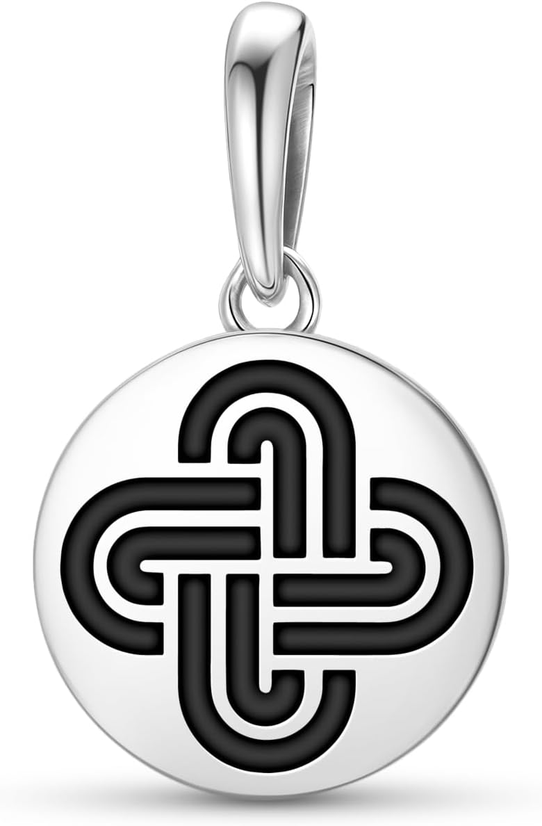925 Sterling Silver Circular Symbol Solomon’s Knot Fit Pan Charms Bracelet Pendant Women's Bead for Bracelets and Necklaces