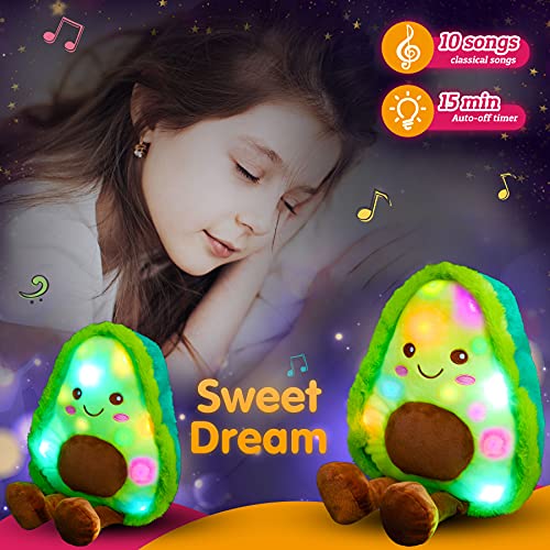 Specialyou 10.5'' Musical Light Up Stuffed Avocado Fruit Pillow Soft Plush Toy With Night Lights Lullabies Birthday For Toddler Kids #TOP2