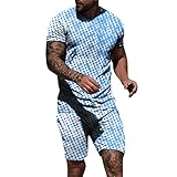 wjiNFDFG Weste Herren Arbeitskleidung Sommer Herren Frühjahr und Sommer Freizeit Sport Bequeme atmungsaktive schweißabsorbierende Kurzarm-Shorts zweiteiliges Set Tennisanzug Herren