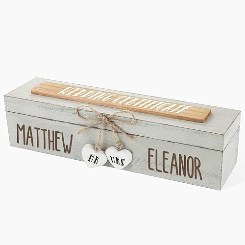 callie Soporte personalizado para certificado de boda, caja de recuerdo de licencia de matrimonio de madera, regalo personalizado para parejas,