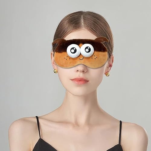 Vista 14 de PERFECTSIGHT Mascarillas para dormir, lindas cubiertas de felpa para dormir, ligeras, ajustables, de piel sintética, para mujeres y hombres