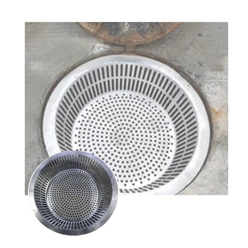 XLIHAWY Colador Desagüe Circular Desagüe Suelo Rejilla Desagüe Acero Inoxidable Grava Y Hojas Caídas Cesta Recolección para Piedras Ramas Filtro(60cm/4pcs)