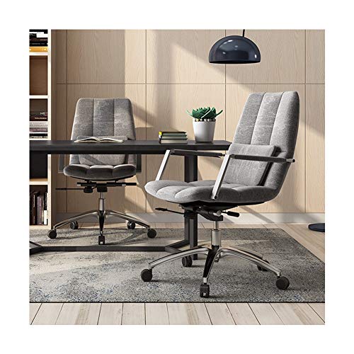 Office Chair Computer Chair Executive Office Chair Computer Office Chair Game Chair，Home Simple Swivel Chair Study Leisure Fixed Armrest Aluminum Feet-Grey