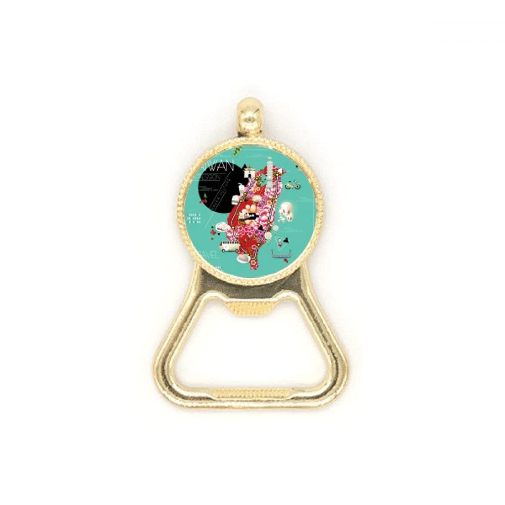 Porte-clés décapsuleur en acier inoxydable gravé style Taïwan
