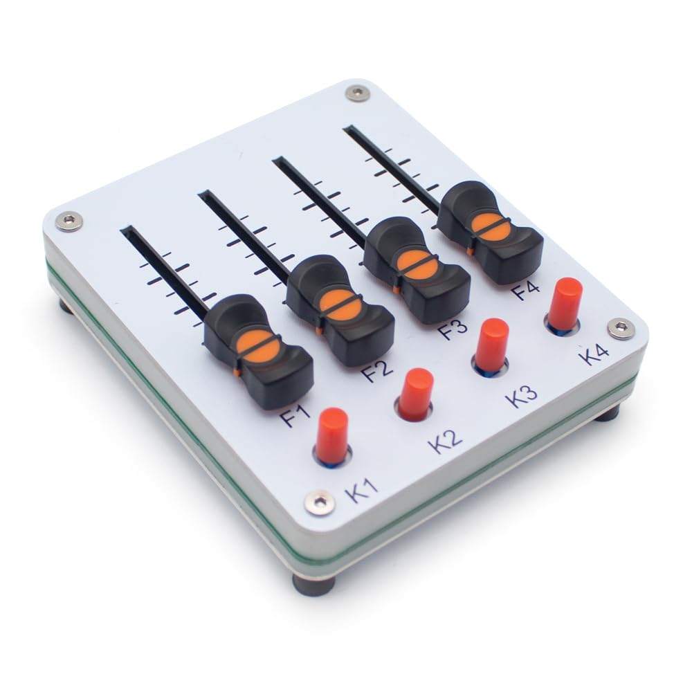 Toplionace Controller MIDI a 4 Canali con Fader da 45mm e 4 Pulsanti, USB-C, Plug & Play per Software Daw Musicali.