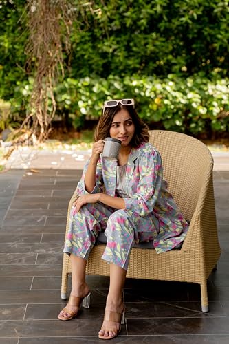 Image of MIRCHI FASHION Pure Cotton Kurta with Shrug Set | 3 Piece Cordset with Jacket & Pant | Ethnic Work Wear & Travel Wear Co-ord Set