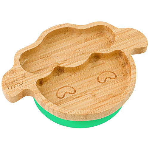 bamboo bamboo Baby Teller Kinderteller, Kindergeschirr mit Saugnapf, Bambus Babyteller mit sicherem Saugnapf, Sugnapf Teller Baby ab 6 Monaten (Lamm, Grün) bamboo bamboo Baby Teller Kinderteller, Kindergeschirr mit Saugnapf, Bambus Babyteller mit sicherem Saugnapf, Sugnapf Teller Baby ab 6 Monaten (Lamm, Grün)