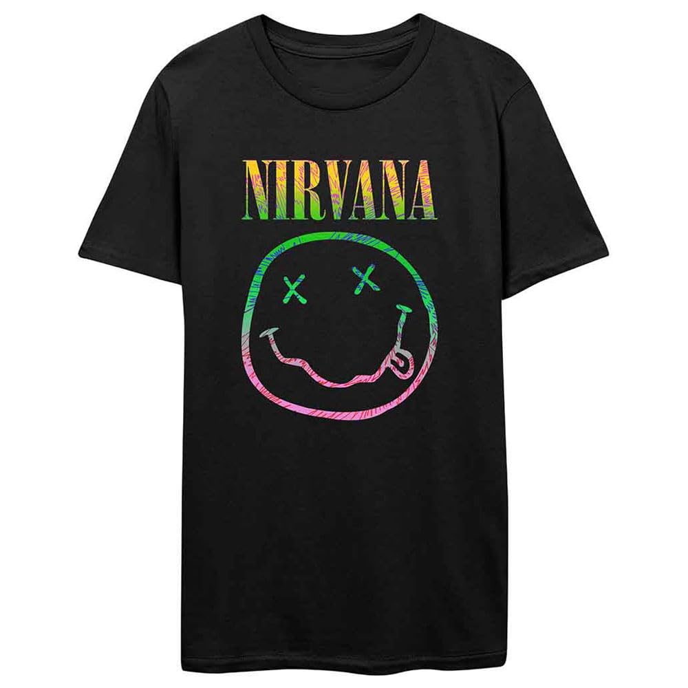 Nirvana Sorbet Ray Grunge Face T Shirt L Black