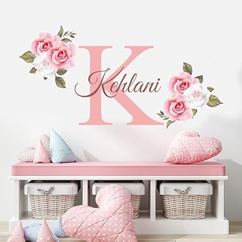 Name and Initial Roses Wall Decal - Generic Cover