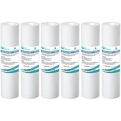 Filtro Polipropileno 5 Micras 6x AquaHouse 10´´ cartucho de filtro de agua de sedimentos para ósmosis inversa, polo alimentado por agua y filtración de partículas, se adapta a las carcasas de filtros estándar de 10´´ - 5 micrones