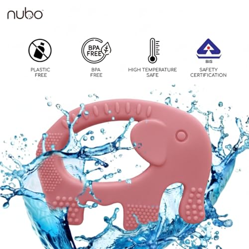 Image of Nubokind Silicone Baby Teether Ring Set | BIS Certified Multi-Textured Soft Chew Toy for Newborn | for 3, 6, 9, 12 Months + BPA Free Teether | Molar Relief Easy Grip | Safe Made in India | Pack of 2