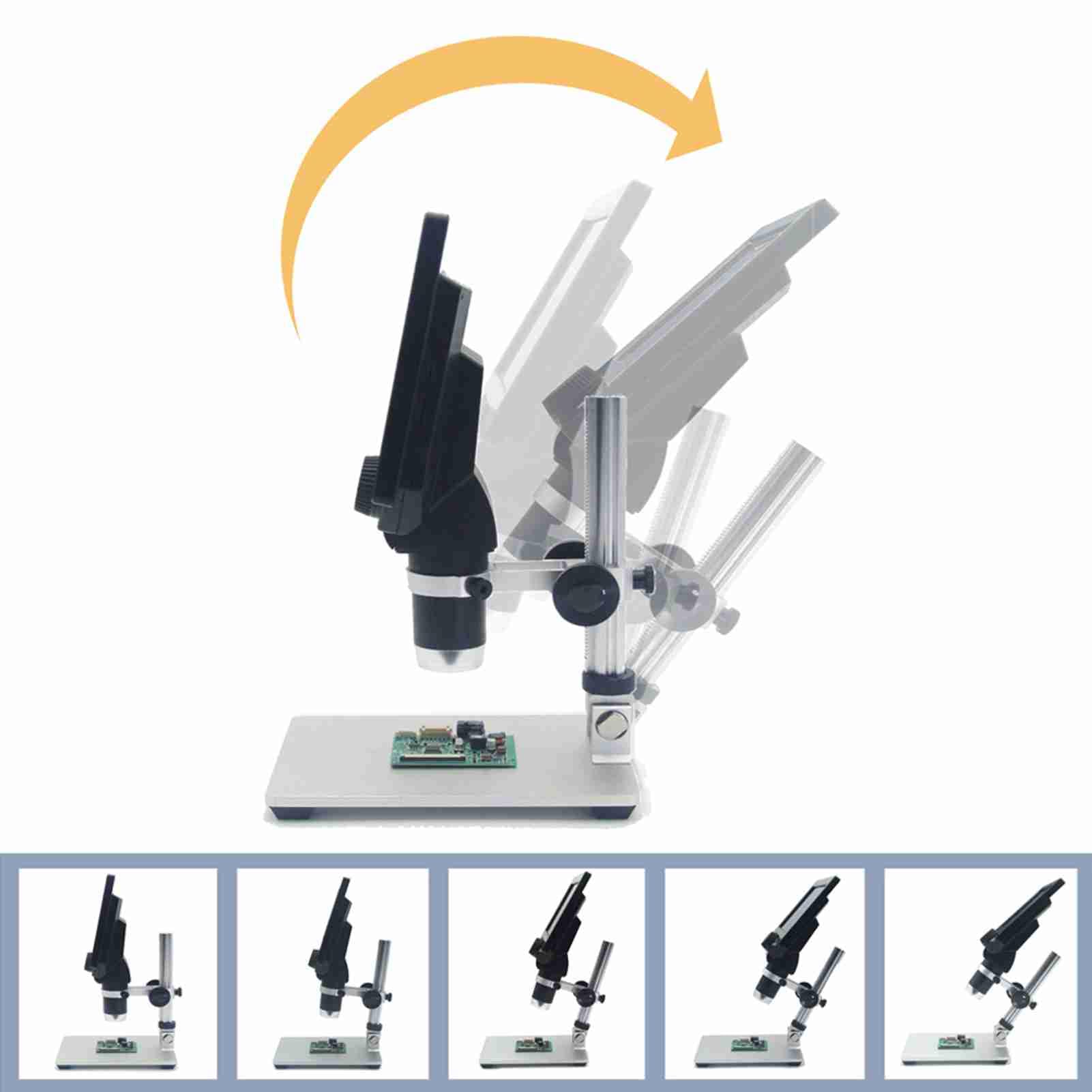 G1200 Microscopio Digital con Pantalla LCD de 7 Pulgadas, 1080P, 12MP, Zoom Continuo 1-1200X, para Soldadura, Reparación, Monedas, Biología, con Luces Flexibles