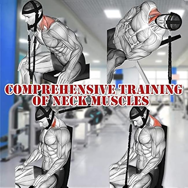 J Bryant Neck Harness Head - Weight Lifting with Resistance Tube Bands - Door Anchor Set Adjustable Neck Training Strap Exercise Equipment