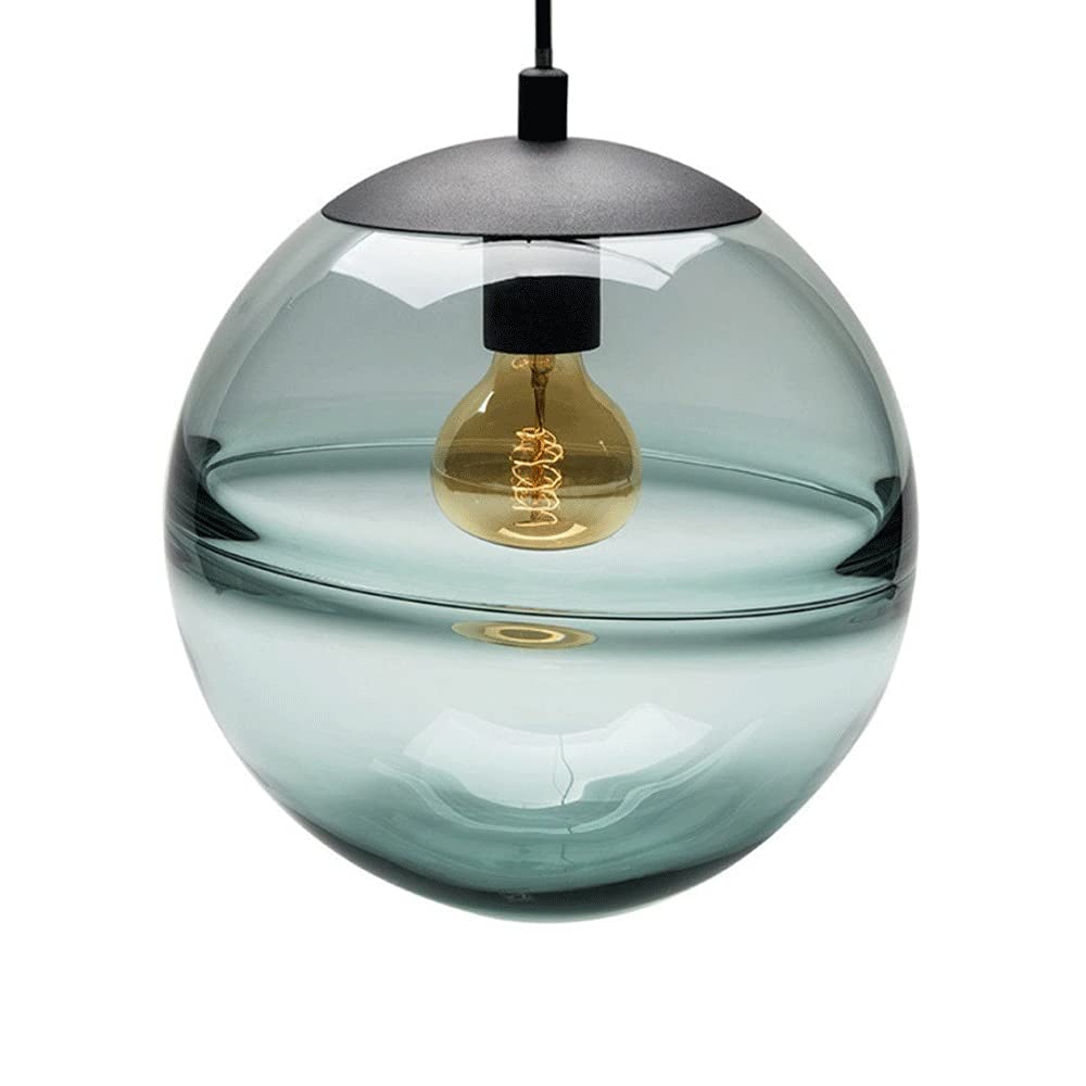 KXEcoLife Ahzhlb Spherical Glass Pendant Light, Globe-Shaped Lampshade, E27 Lighting Fixture, Iron Lamp Body, Modern Minimalist Suspension Lamps for Dining Room, Kitchen Island, Bedroom/Medi
