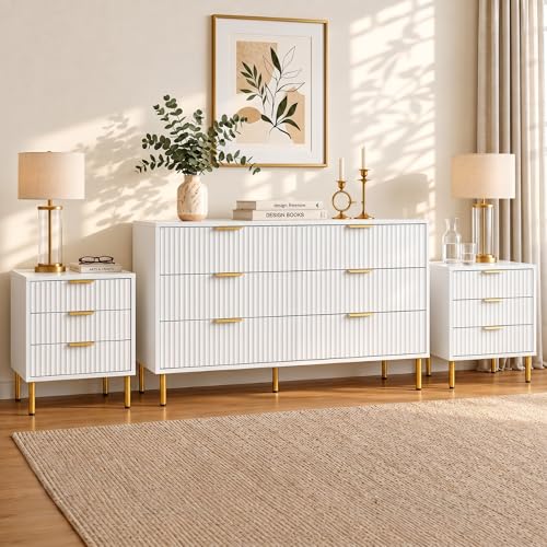 Elegant 3-Piece Dresser and Nightstand Set