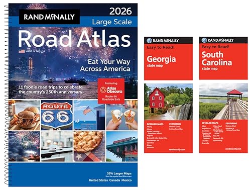 2026 Large Scale Road Atlas with Easy to Read Georgia & South Carolina State Maps