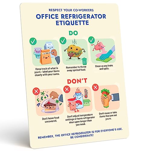 Office Refrigerator Etiquette Guide, Magnetic Signs for Refrigerator to Promote Respectful Behavior