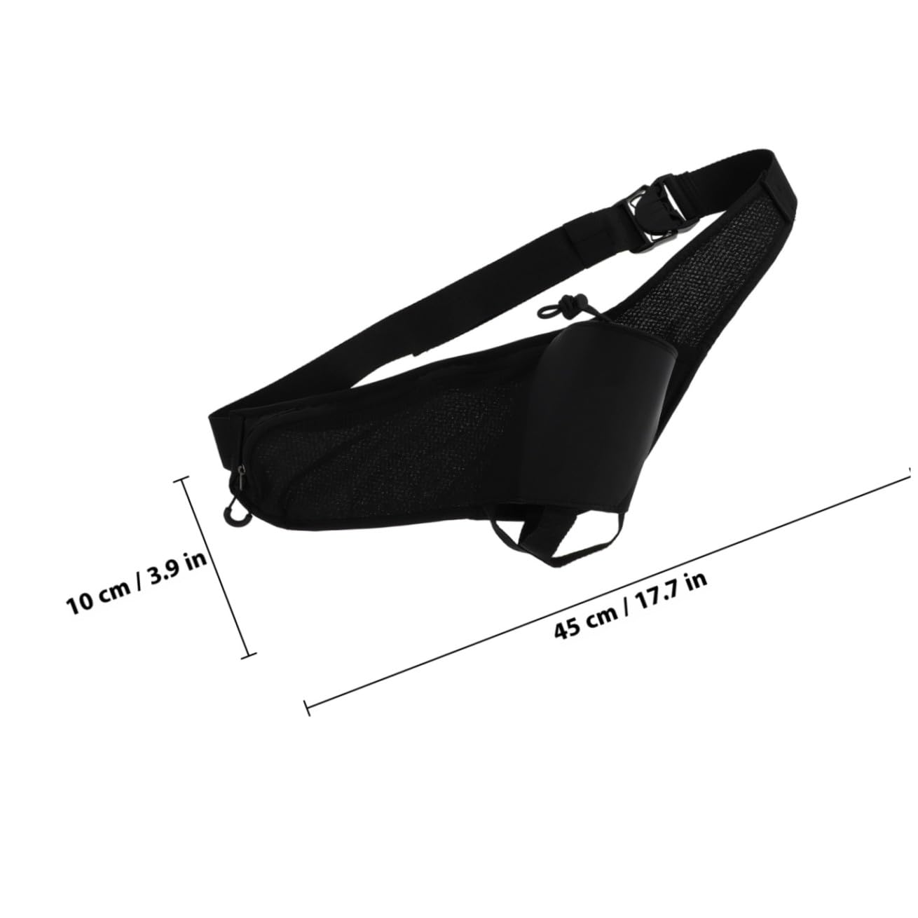 UKCOCO Riñonera para Correr con Portabotellas de Nylon Negro | Diseño de Cintura, Cremallera Suave y Resistente, para Running y Viaje al Aire Libre