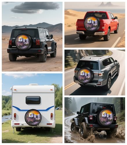 Image of Spare Tire Cover for RV Trailer with American Eagle President Mountain 14in