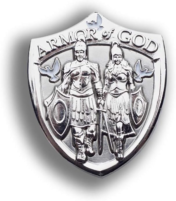 Armor Coin & Emblem - Whole Armor of God Shield Collectible Lapel Pin (Silver) or Tie Tac