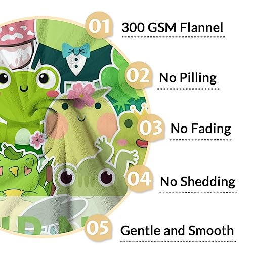 Personalized Frog Blanket Gifts with Name - 30x40 Inches Cute Throw for Girls & Boys - Colorful Soft Fuzzy Blankets for Couch & Office