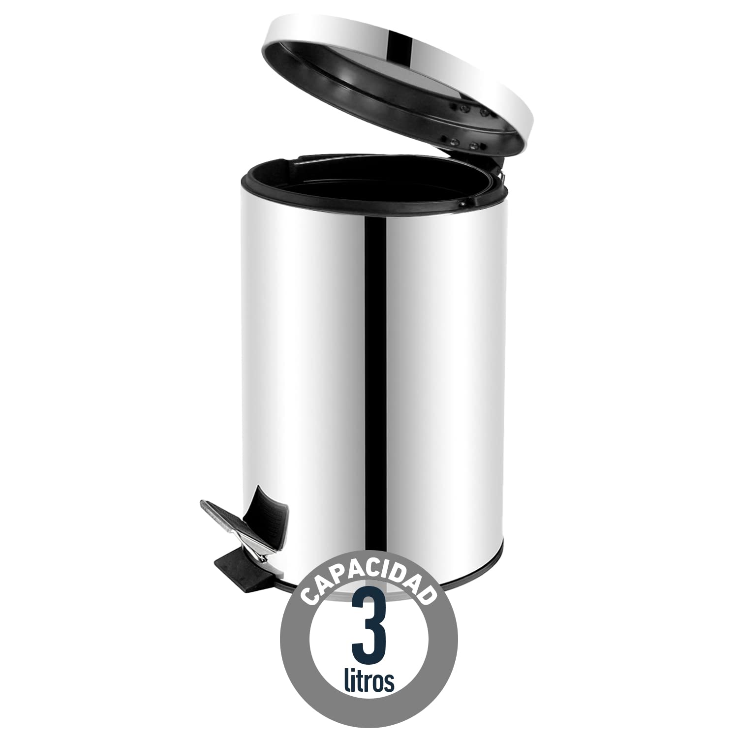 TIENDA EURASIA - Papelera con Pedal y Cubo Extraible, Acero Inoxidable, 3l, ø17 x 25 cm | Leroy Merlin