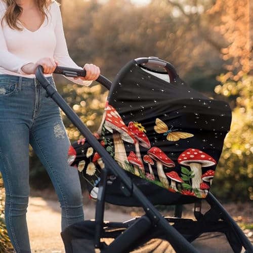Image of Mushroom Moon Car Seat Covers Dust Cover Baby Wind-Protected Soft Infant Stroller Cover Breathable Breastfeeding Shawl Multi-Use Car Seat Canopy Cover