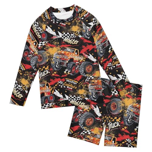 Traje de baño de dos piezas para niños de 3 a 10 años con graffiti y protección UV