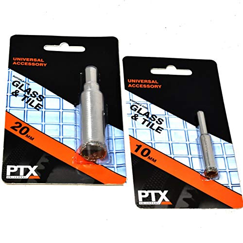 Lot de 2 scies-cloches diamant 10 mm et 20 mm pour verre et carrelage Cover