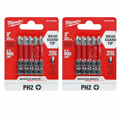 Image of Milwaukee 48-32-4602 Power Bit, 2 Drive, Phillips Drive, 1 /4 in Shank, Hex Shank, Steel, Sold as 2 Pack, 10 Count Total