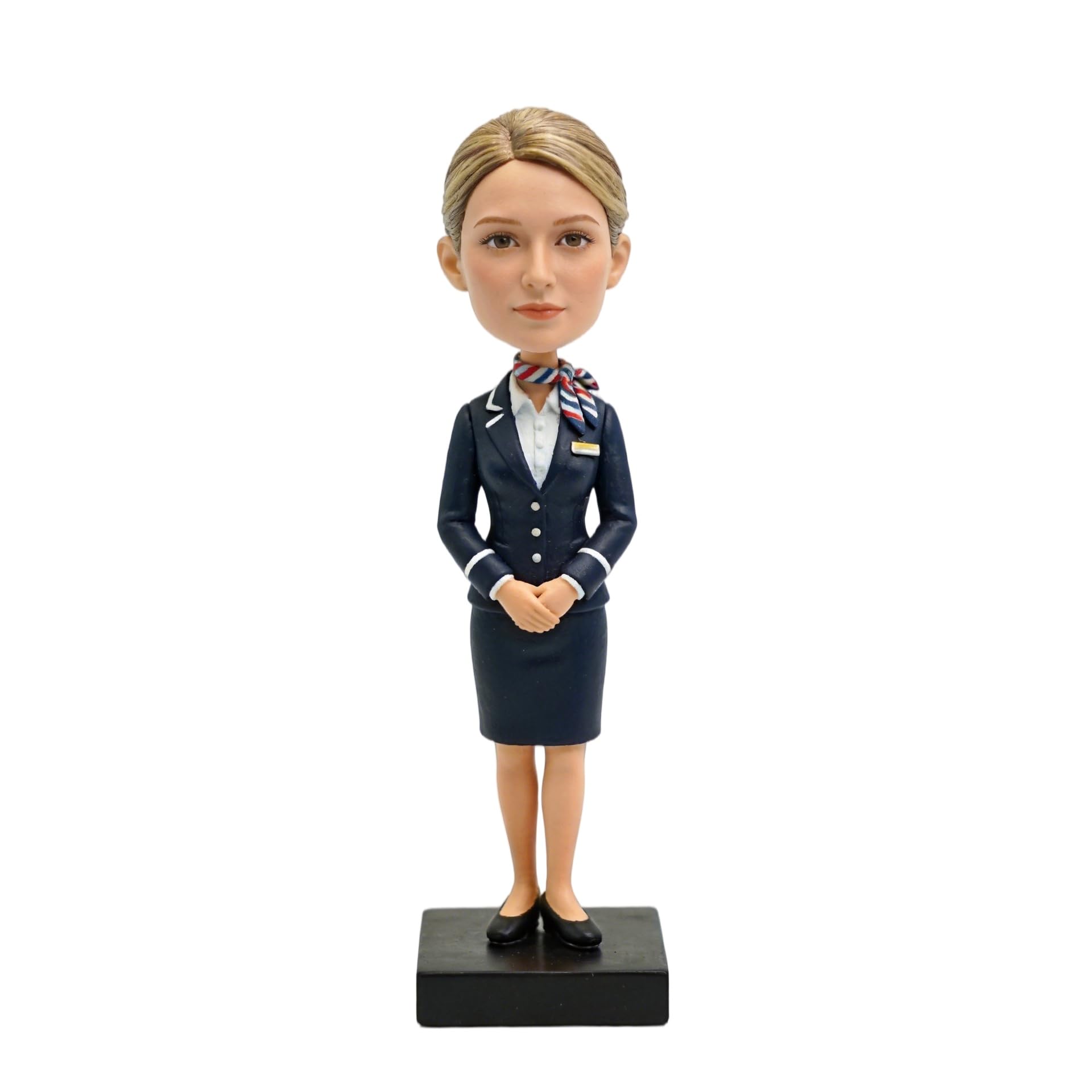 Individuelle Wackelkopf, 3D-Figur aus Foto, Bobbleheads Stewardess Air Hostess Figur, handgefertigte Flugbegleiter-Statue, personalisiertes Schreibtisch-Dekor-Geschenk für Fluggesellschaften