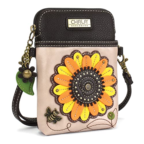 CHALA Crossbody Cell Phone Purse | Women's Wristlet Handbags with Adjustable Strap (Sepcial Edition_ Ivory Sunflower)2