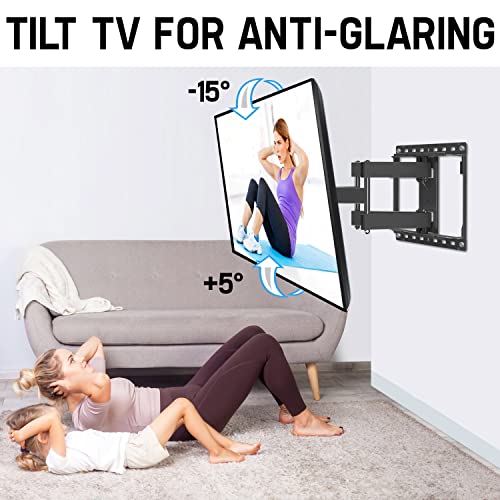 Mounting Dream Tv Mount For Most 42-75 Inch Flat Screen Tvs Up To 100 Lbs, Full Motion Tv Wall Mount With Swivel Articulating 6 Arms, Tv Wall Mounts Fit 12'', 16” Wood Studs, Max Vesa 600X400Mm #TOP2