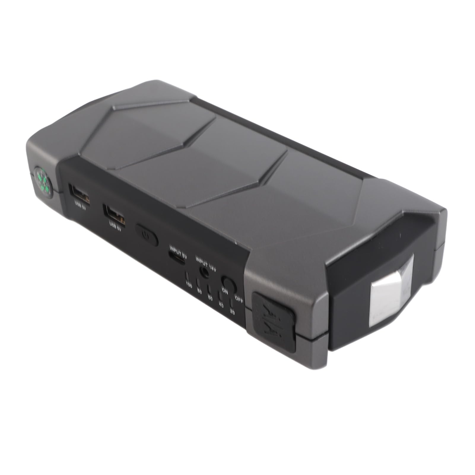 HUIOP Avviatore di emergenza per auto,Avviatore di emergenza per auto 1500 A picchi 10000 mAh con display digitale a LED/Doppia USB/Martello di sicurezza/Luce LED/Protezioni multiple Batteria per