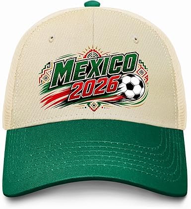 Mexico 2026 Soccer Fan Trucker Hat Green White Red Mesh Back Baseball Cap for Men Women Dad